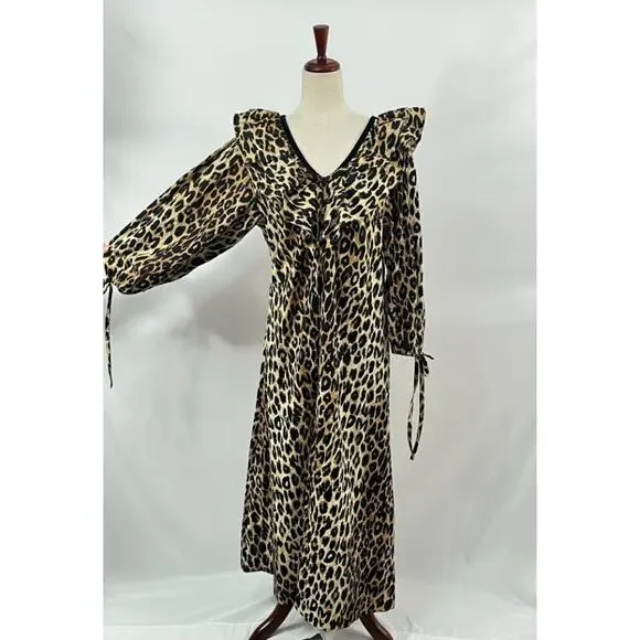 DAMSON MADDER Sz 12 UK 8 US Leopard Print Barbs Ruffle Midi Dress - Picture 7 of 12